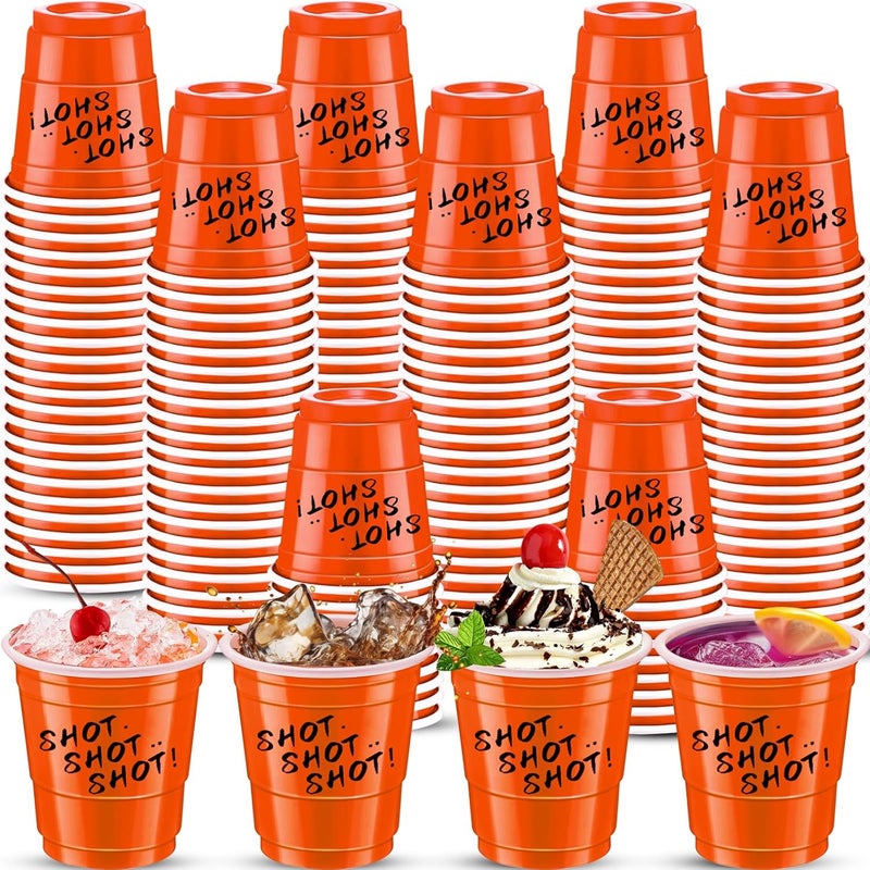 cssopenss 120 pcs Orange Plastic Shot Glasses 2 oz orange shot cups Halloween shot glasses disposable for drinking Tastings served Snacks Jello Tastings and Samples - Image 1